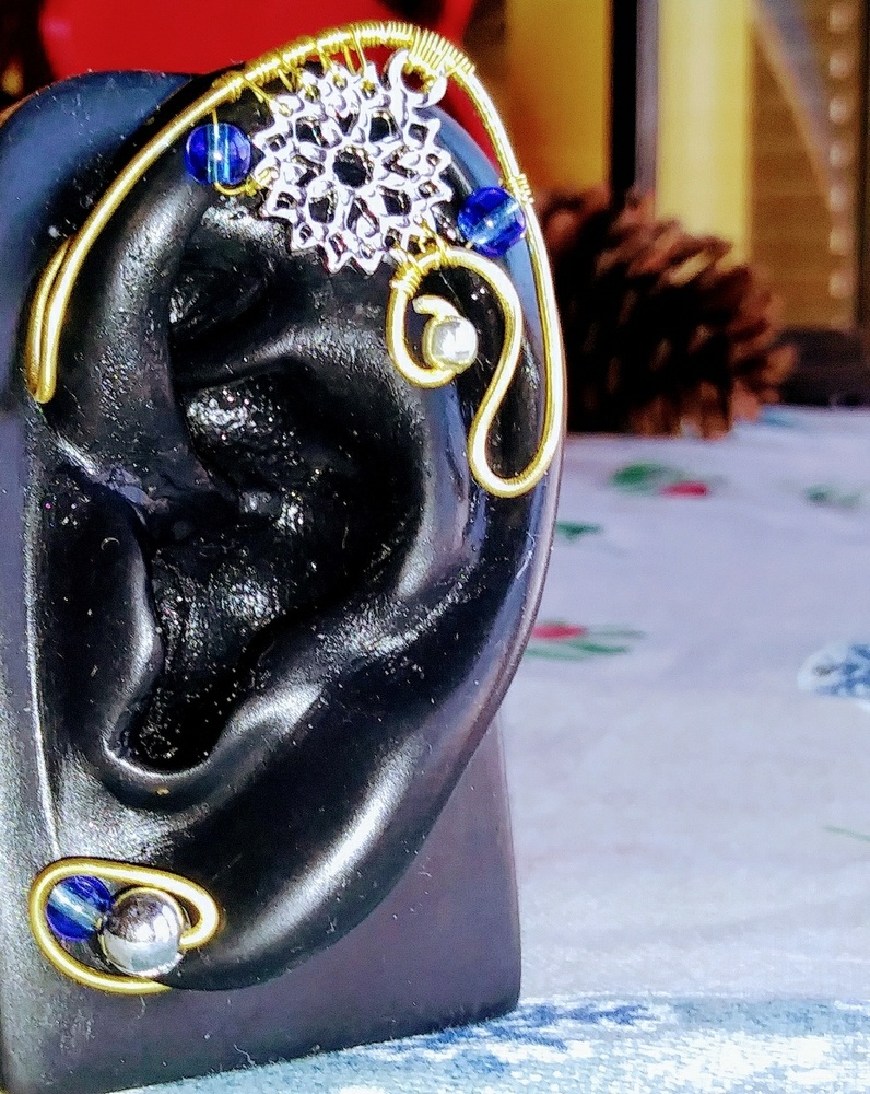 Wire wrapped elf ear cuff